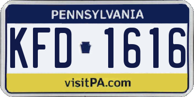 PA license plate KFD1616