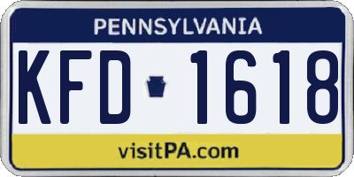 PA license plate KFD1618