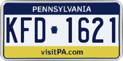 PA license plate KFD1621