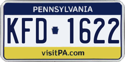 PA license plate KFD1622