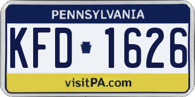 PA license plate KFD1626