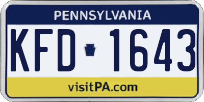 PA license plate KFD1643