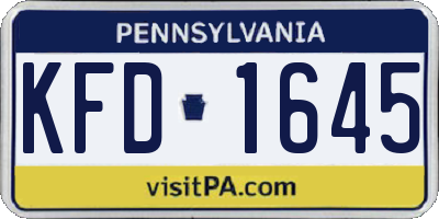 PA license plate KFD1645