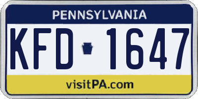 PA license plate KFD1647