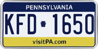 PA license plate KFD1650