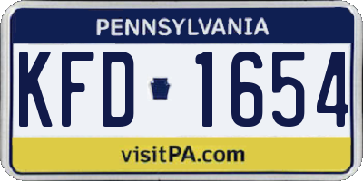 PA license plate KFD1654