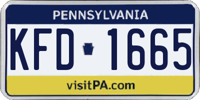 PA license plate KFD1665
