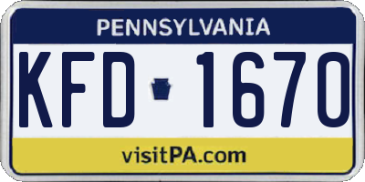 PA license plate KFD1670