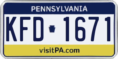 PA license plate KFD1671