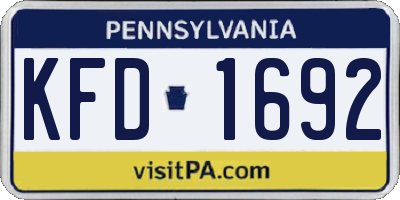 PA license plate KFD1692