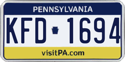 PA license plate KFD1694