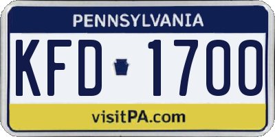 PA license plate KFD1700