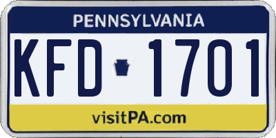 PA license plate KFD1701