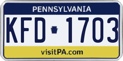 PA license plate KFD1703