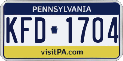 PA license plate KFD1704