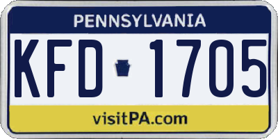 PA license plate KFD1705