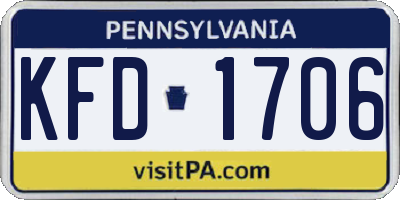 PA license plate KFD1706