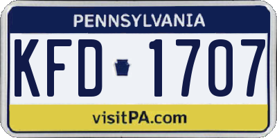 PA license plate KFD1707