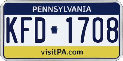 PA license plate KFD1708