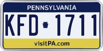 PA license plate KFD1711