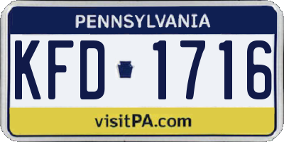 PA license plate KFD1716
