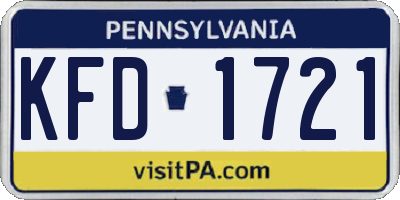 PA license plate KFD1721