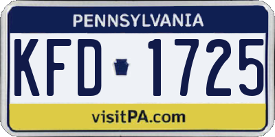 PA license plate KFD1725