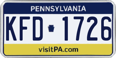 PA license plate KFD1726