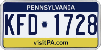 PA license plate KFD1728