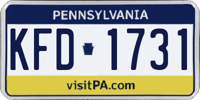 PA license plate KFD1731