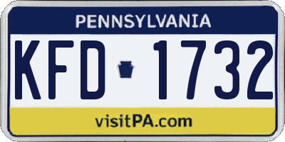 PA license plate KFD1732