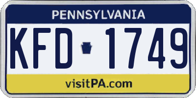 PA license plate KFD1749