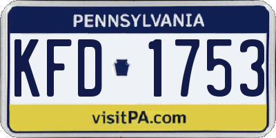PA license plate KFD1753