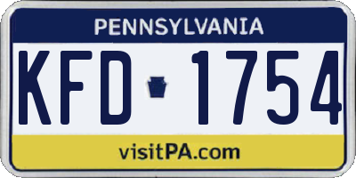 PA license plate KFD1754