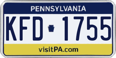 PA license plate KFD1755