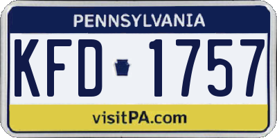 PA license plate KFD1757