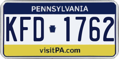 PA license plate KFD1762