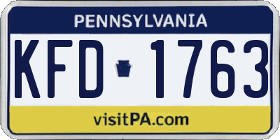 PA license plate KFD1763