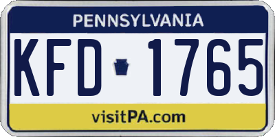 PA license plate KFD1765