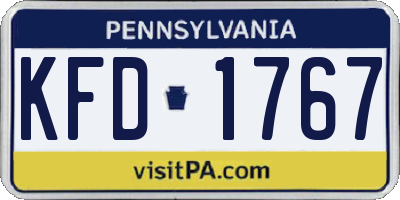 PA license plate KFD1767