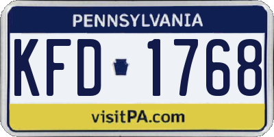 PA license plate KFD1768