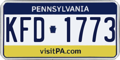 PA license plate KFD1773