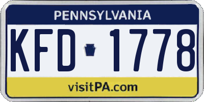 PA license plate KFD1778