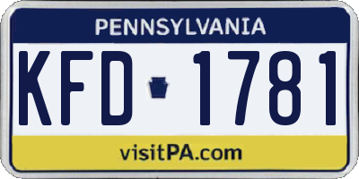 PA license plate KFD1781