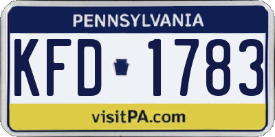 PA license plate KFD1783