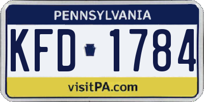 PA license plate KFD1784