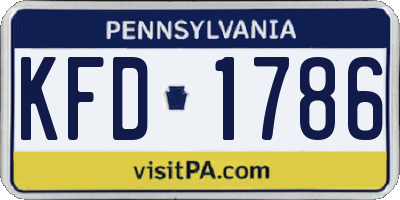 PA license plate KFD1786