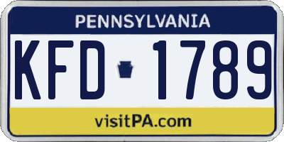 PA license plate KFD1789