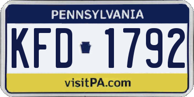 PA license plate KFD1792