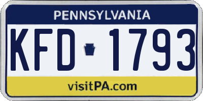 PA license plate KFD1793